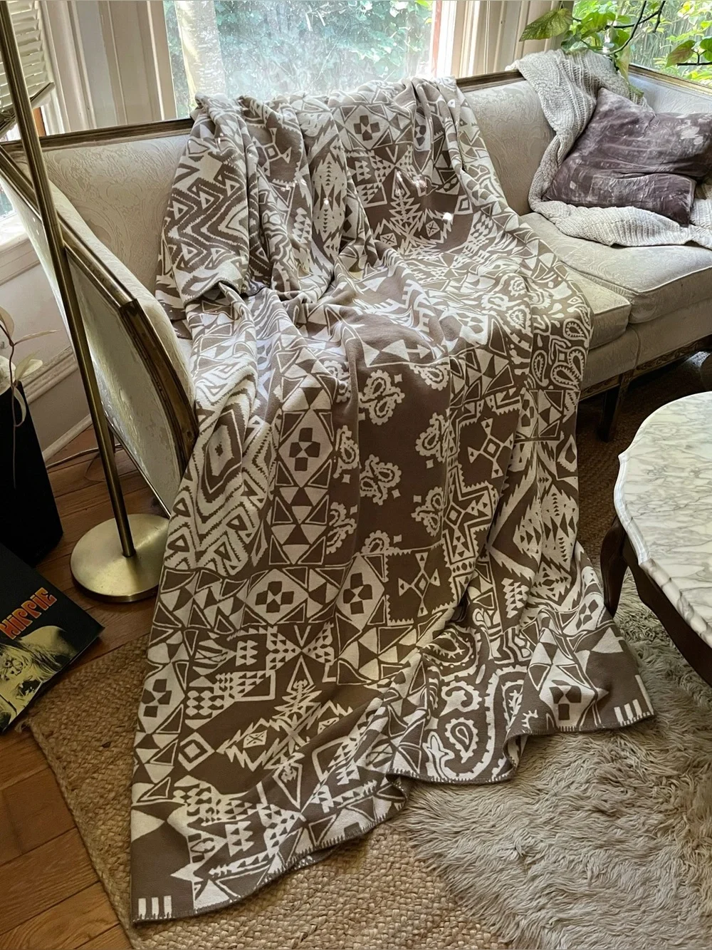 Pendleton Harding Star Print 100% Cotton Tan/Cream Woven Blanket, sz Full
